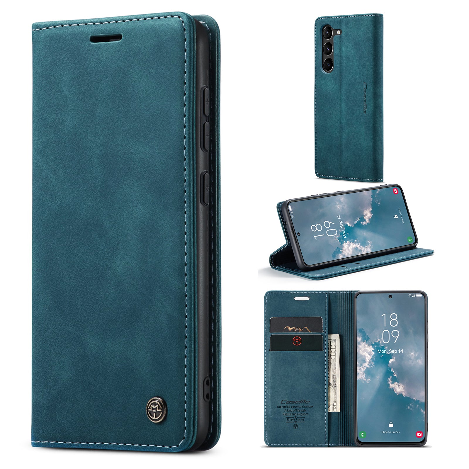 CASEME 013 Series For Samsung Galaxy S23 Stand Function PU Leather Wallet Case Magnetic Auto-absorbed Phone Case CASEME 013 Series For Samsung Galaxy S23 Stand Function PU Leather Wallet Case Magnetic Auto-absorbed Phone Case
